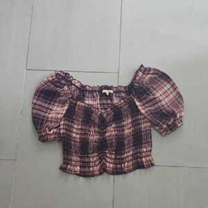 Elegant Plaid Off-Shoulder Blouse